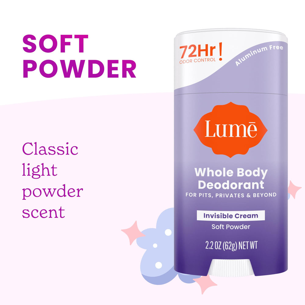 Lume invisible cream being swiped on underarm for odor protection