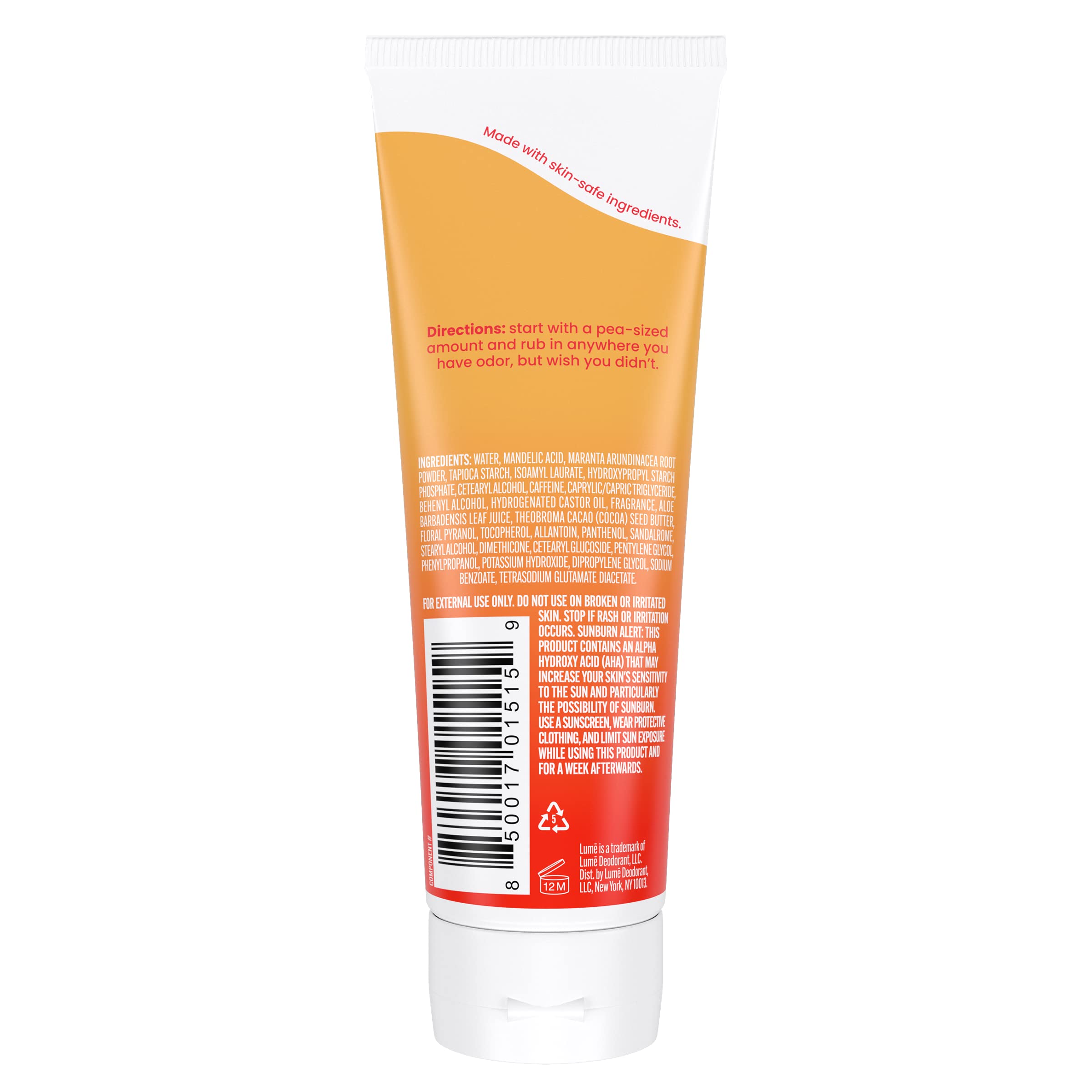 Lume invisible cream rub-in shown on skin for quick absorption.