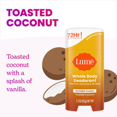 Lume invisible cream stick application on underarms shows smooth, mess-free application.