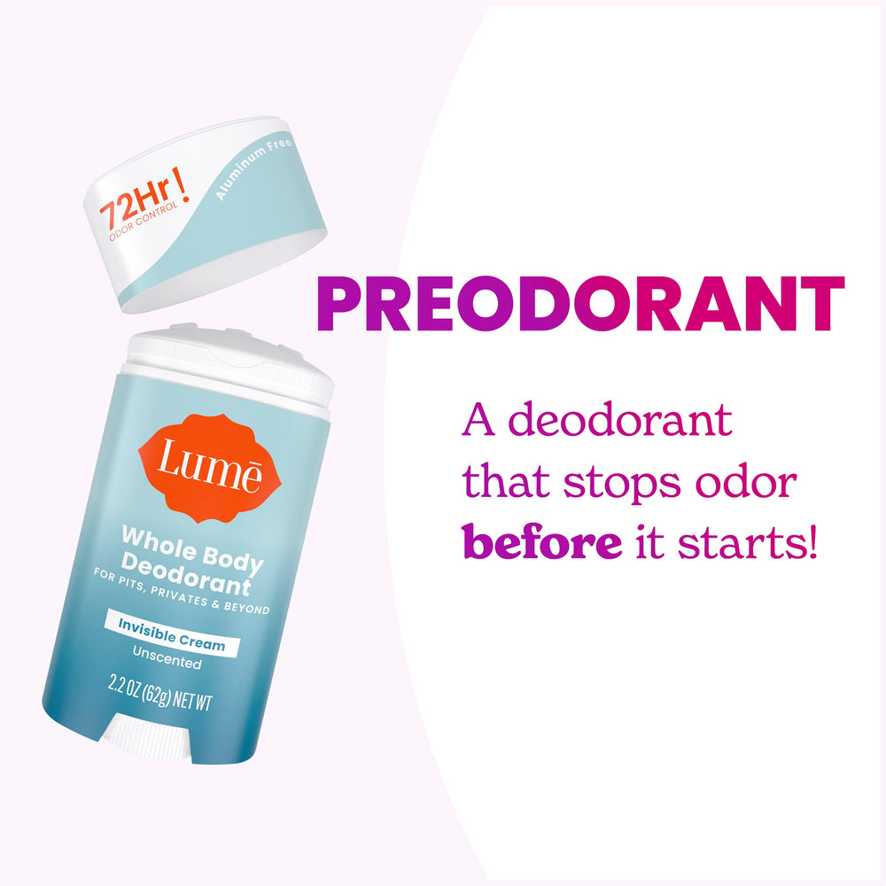 Lume invisible-cream-stick swipe-on-visual hints versatile odor control across body
