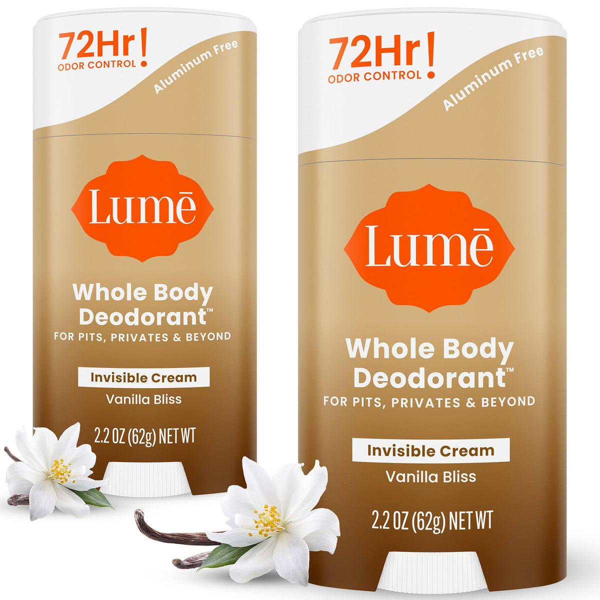 Lume Invisible Cream Stick in Vanilla Bliss applied for smooth odor control