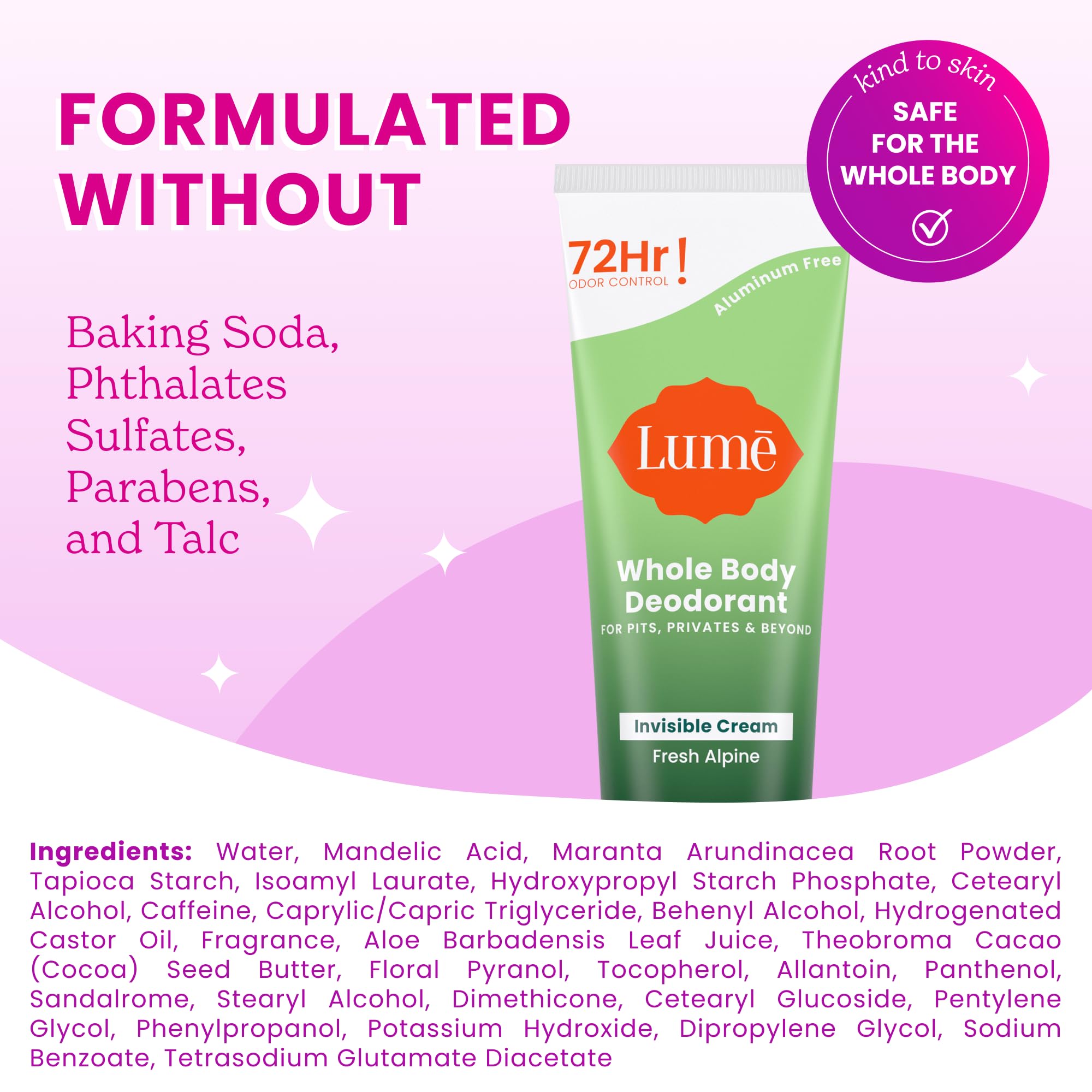 Lume product close-up highlights odor-blocking power and long-lasting feel