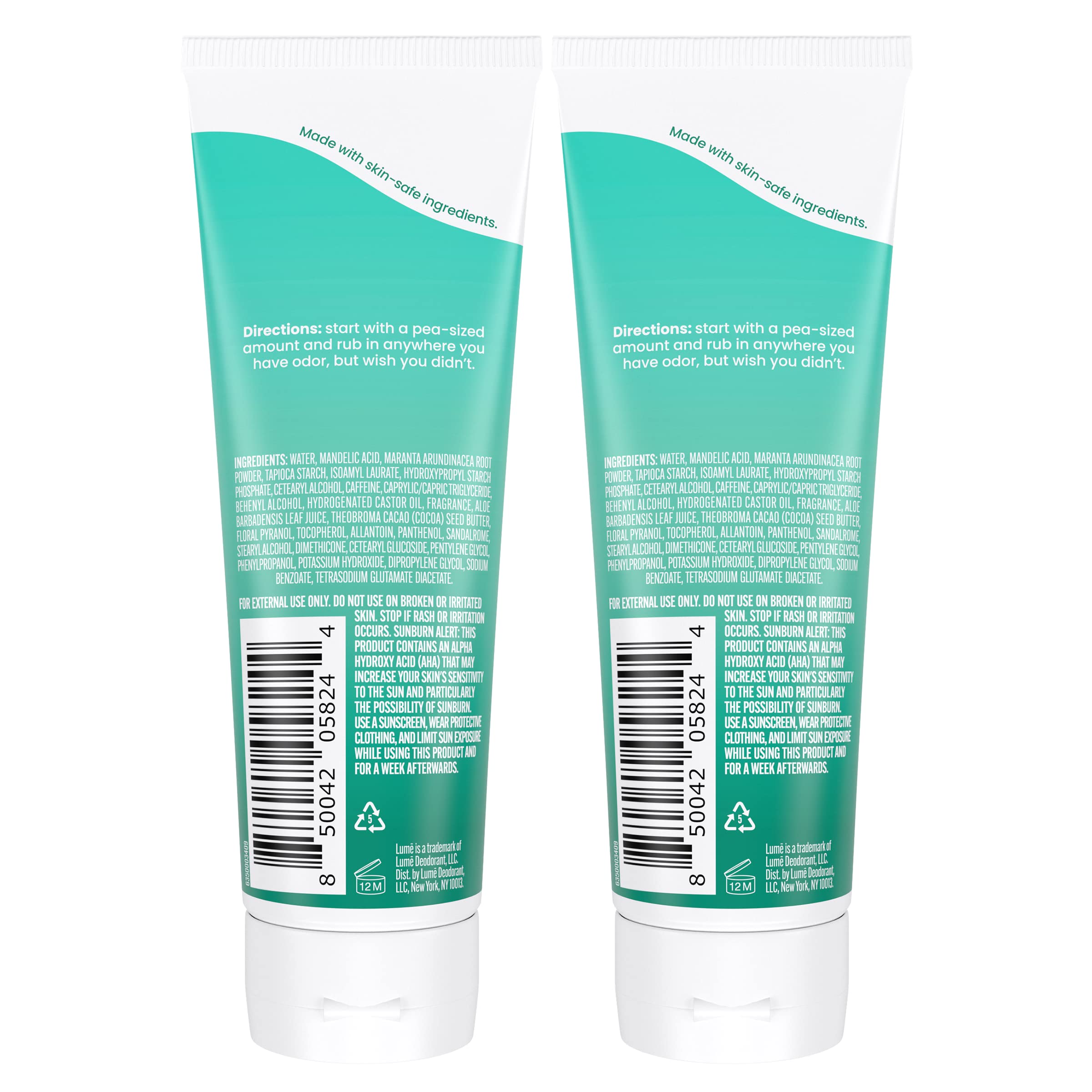 LUME Package closeup invisible-cream-tube-packaging highlights travel-friendly design.