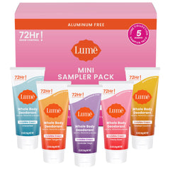 Lume sampler box with five mini tubes for all-over odor control.