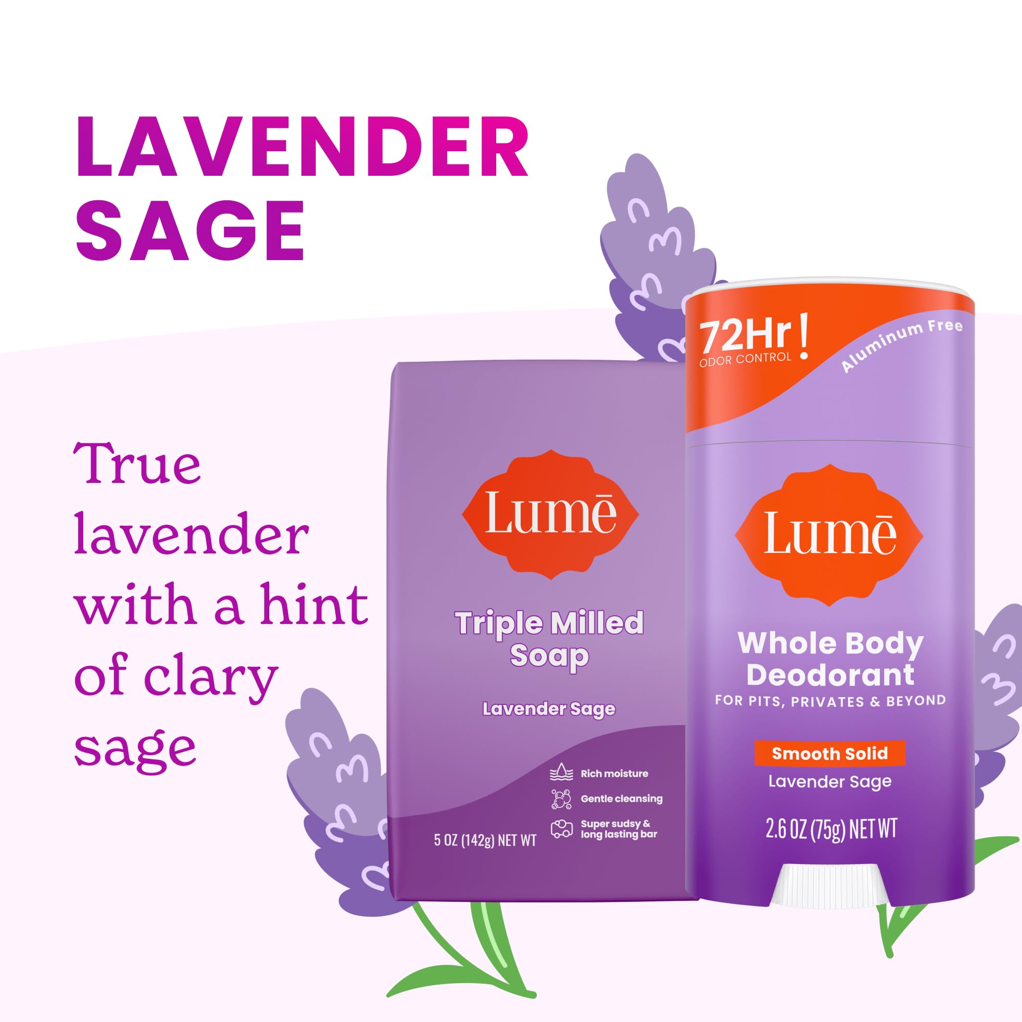 Lume Lavender Sage fragrance detail highlighting calming aroma