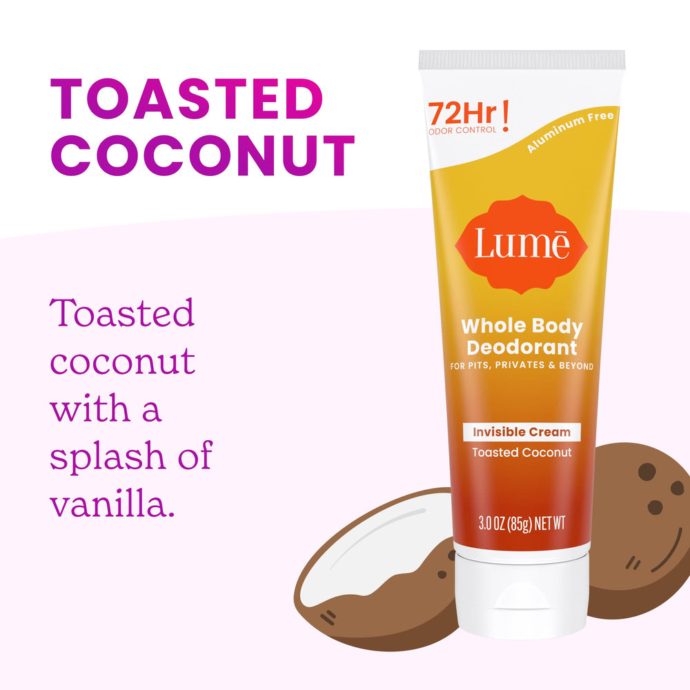 Lume skin-friendly formula is hypoallergenic and baking soda free.