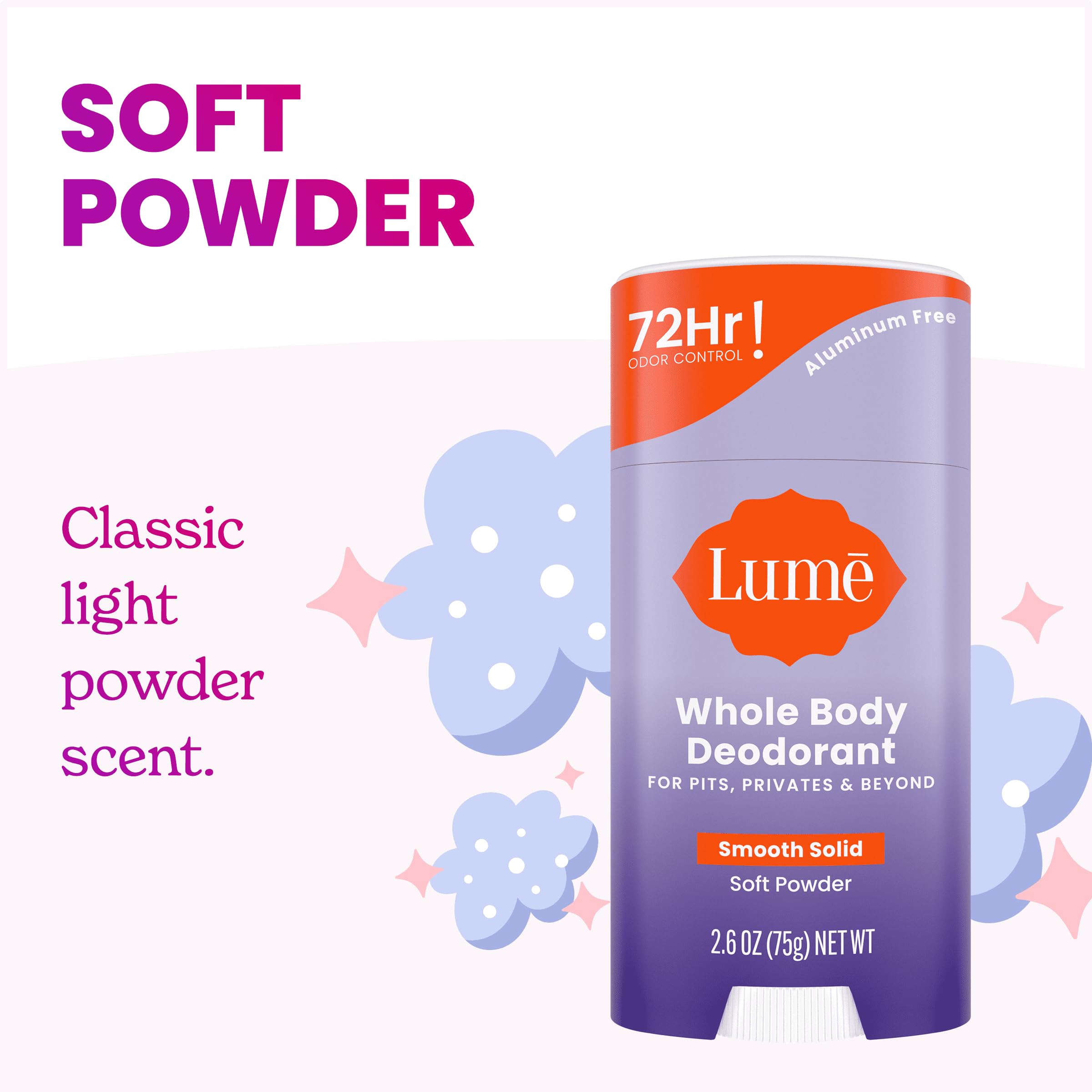 Lume skin-loving hypoallergenic formula suitable for sensitive areas.
