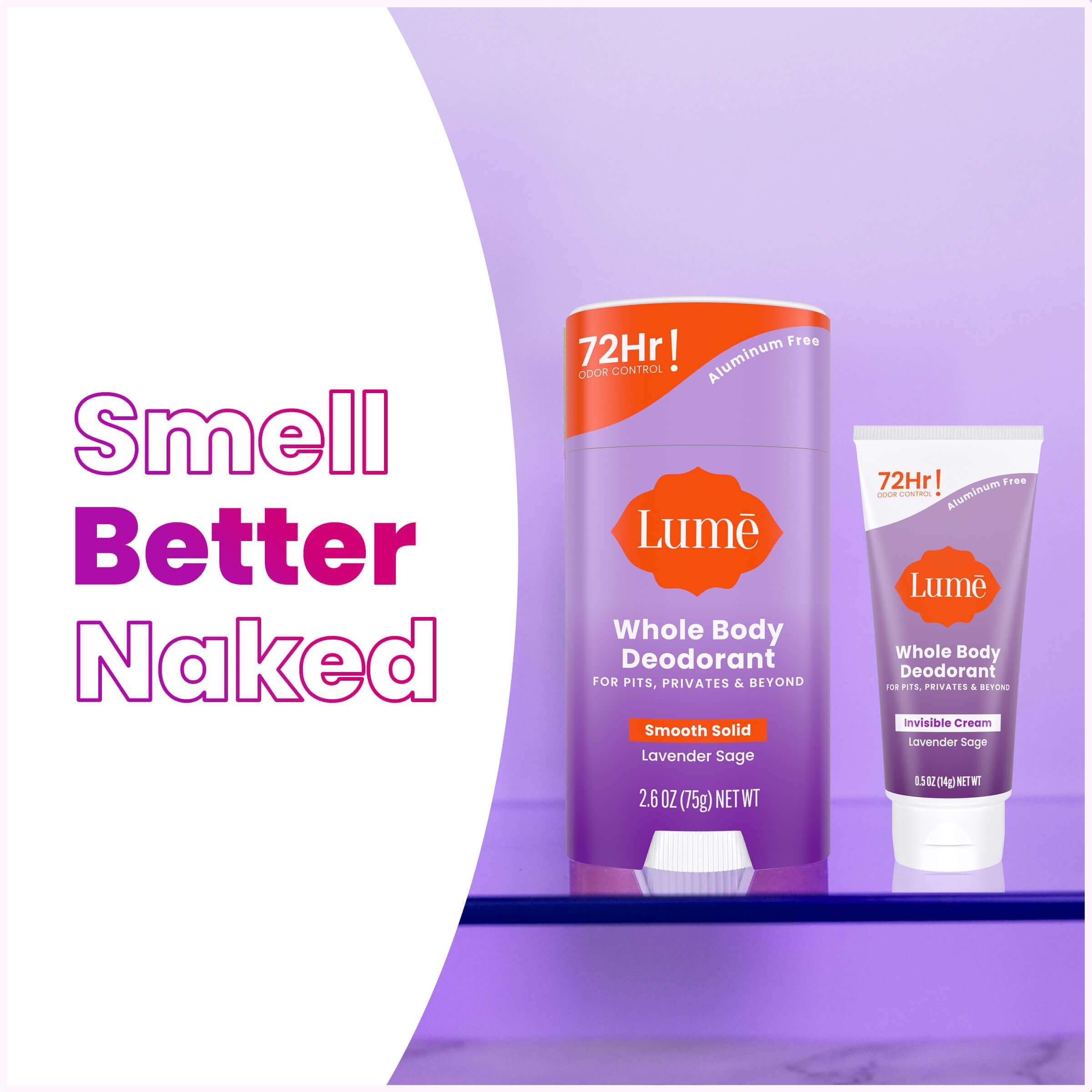 Lume skin-tone-evening results shown on sensitive areas with Lavender Sage.