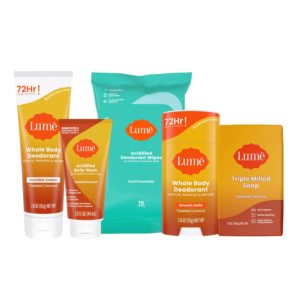 Lume smooth solid stick deodorant in toasted coconut for all-day odor control