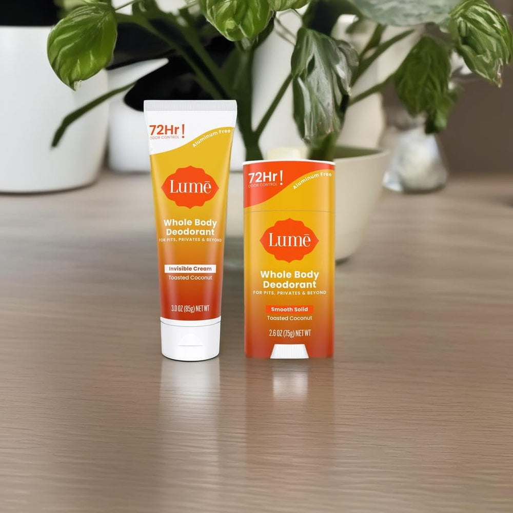 Lume solid-stick packaging side view shows travel-friendly design
