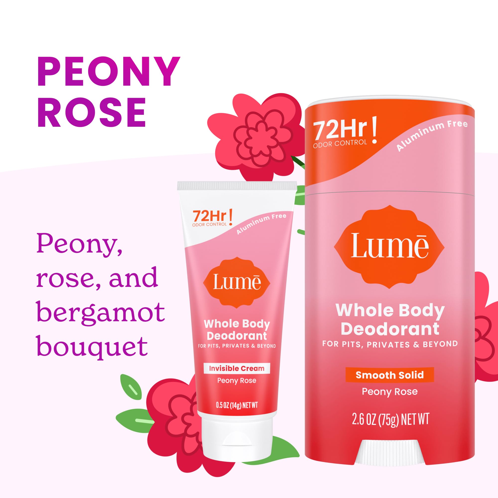 Lume stick application close-up peony-rose demonstrates smooth glide