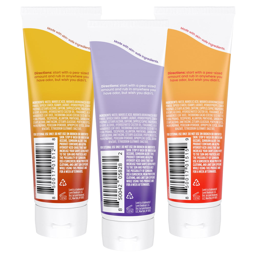 Lume packaging-seal reflects premium skincare approach for travel-safe application.