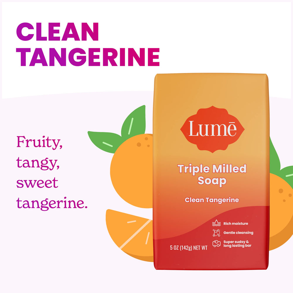 Lume triple milled bar soap lather showing rich, long-lasting foam for smooth cleansing