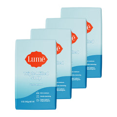 Lume triple-milled bar soap rich moisture close-up, promoting hydrated skin.