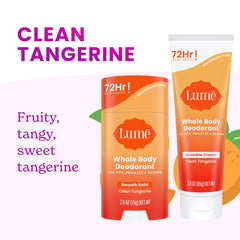 Lume tube application closeup, smooth lotion-like rub for hard-to-reach areas.