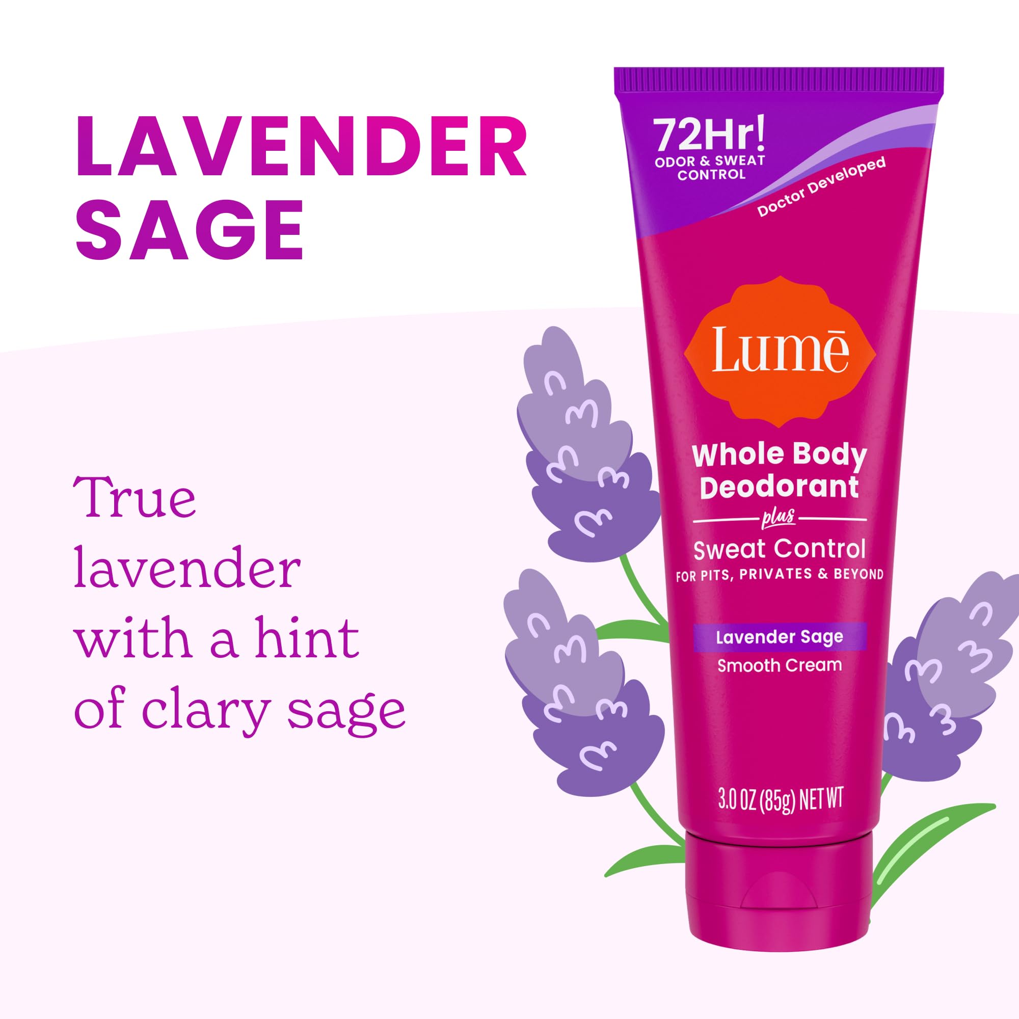 Lume underarm application demo with smooth cream tube for quick rub-in.