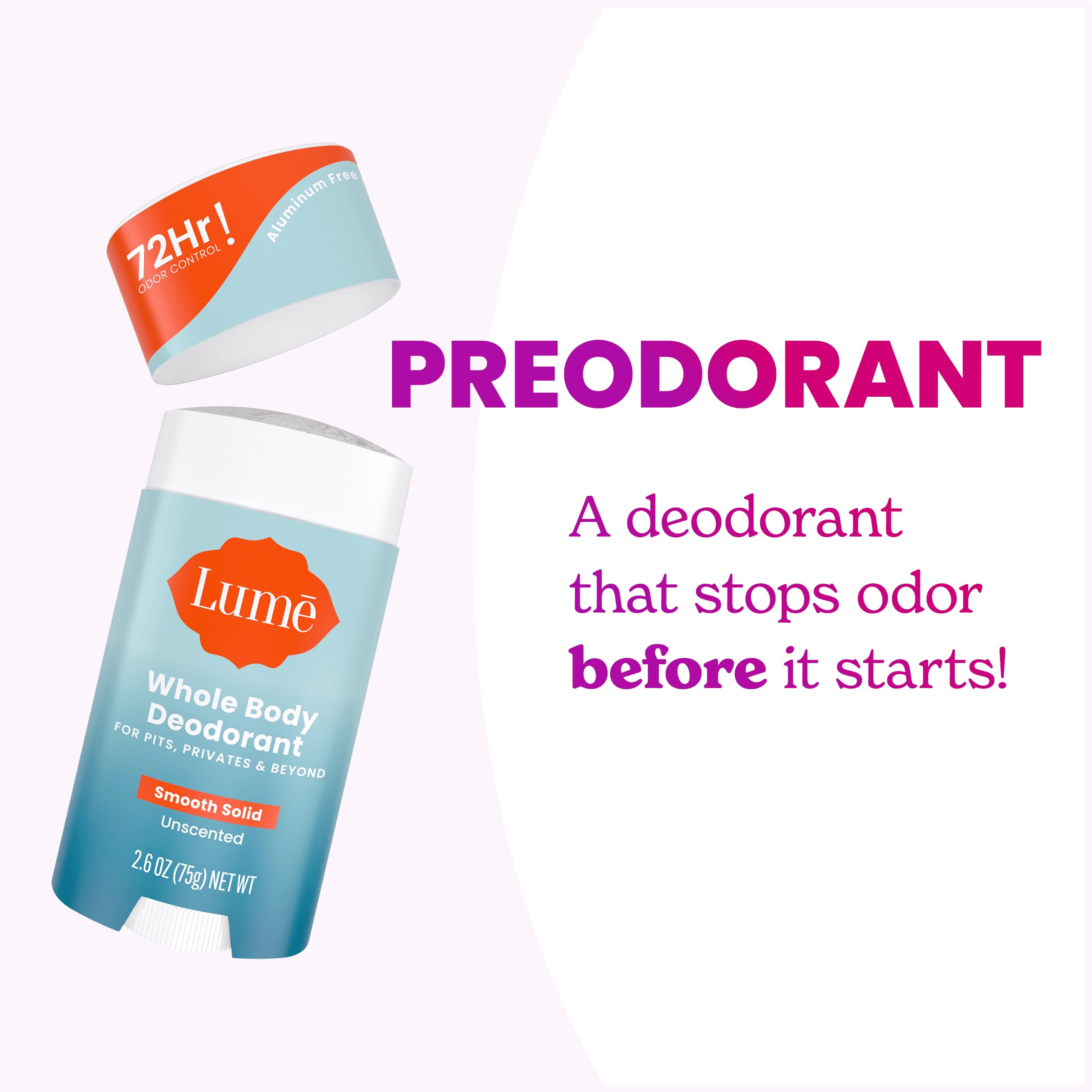 Lume unscented glide-on stick demonstrates smooth application.