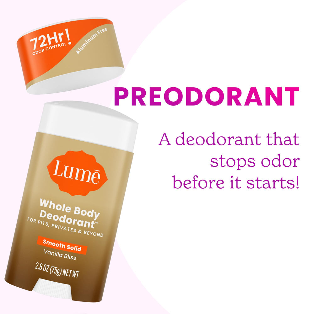 Lume Vanilla Bliss preodorant concept highlighted in lab-inspired visuals.