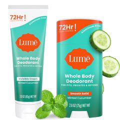 Lume Whole Body Deodorant Invisible Cream application demonstrates smooth, all-over odor control.