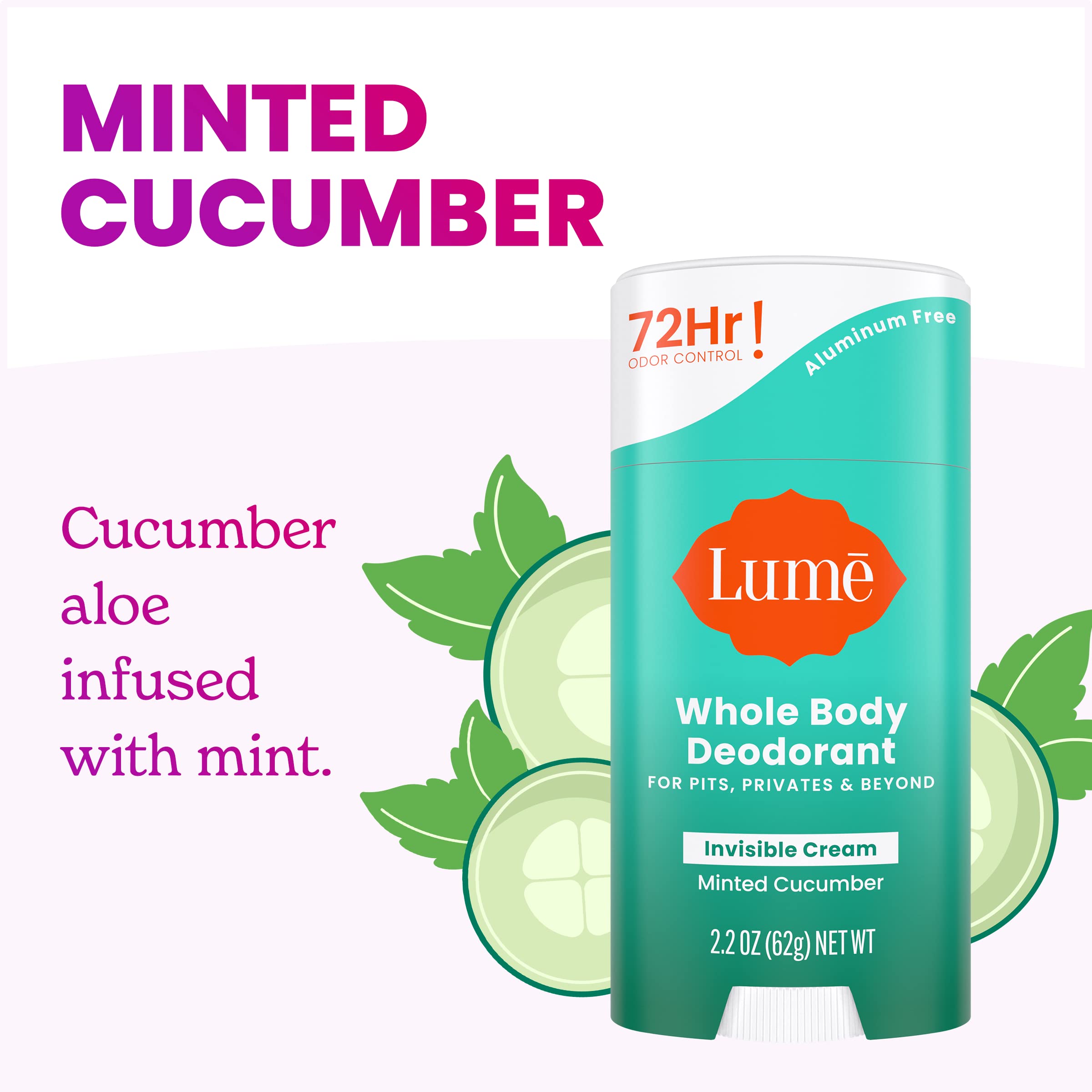 Lume invisible cream stick application demonstrates easy glide for all-day odor control.