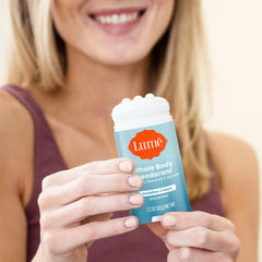 Lume unscented-cream-stick packaging front indicates two-pack convenience and skin-safe formula