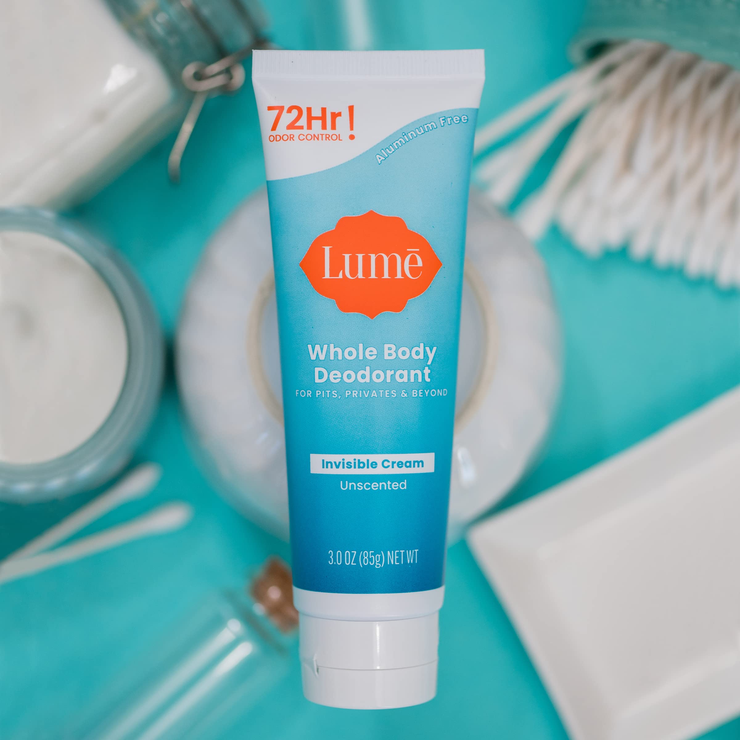 Lume tube-application-rub demonstrates easy coverage for underarms and other odor-prone areas