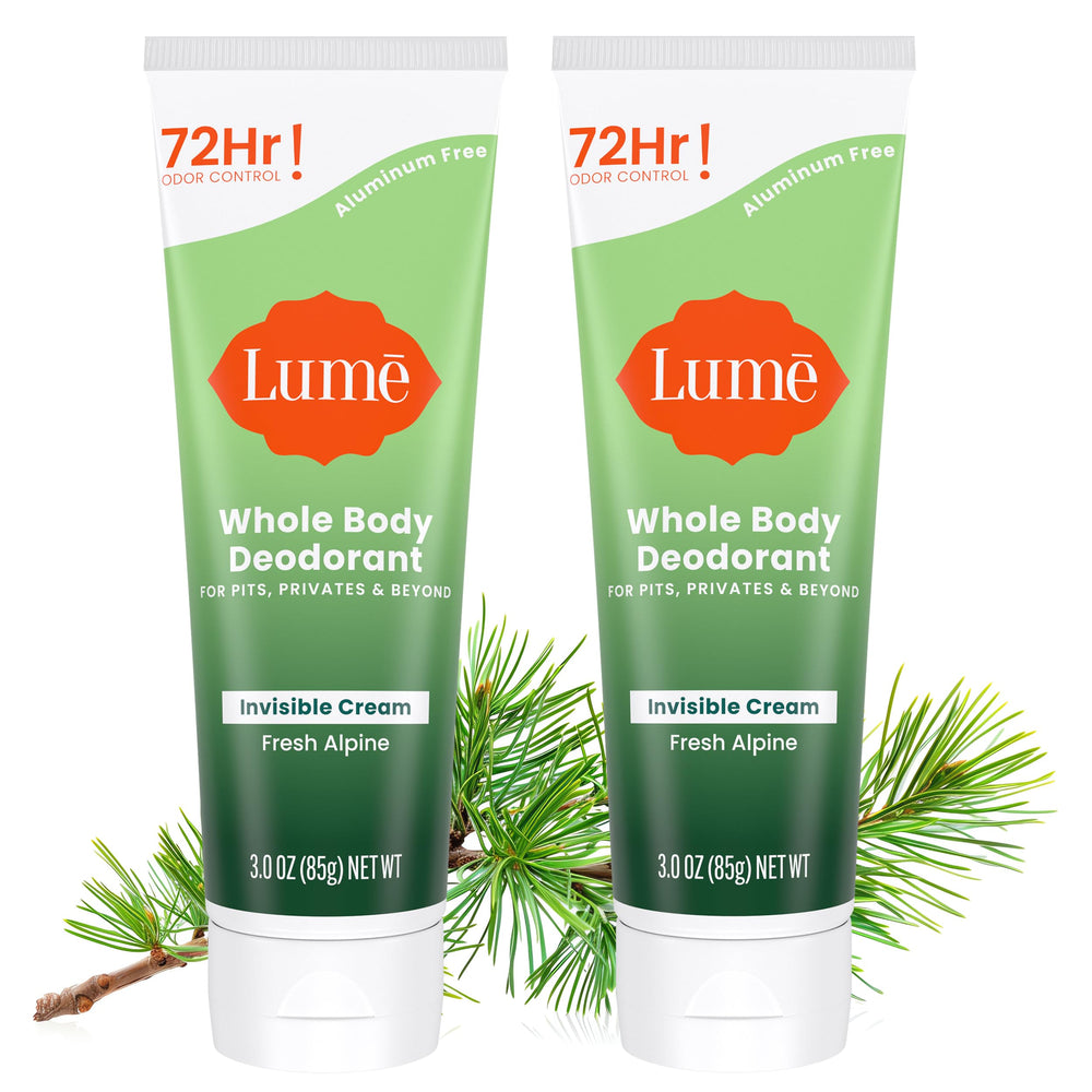 Lume Whole Body Deodorant invisible cream tube front view for discreet daily use