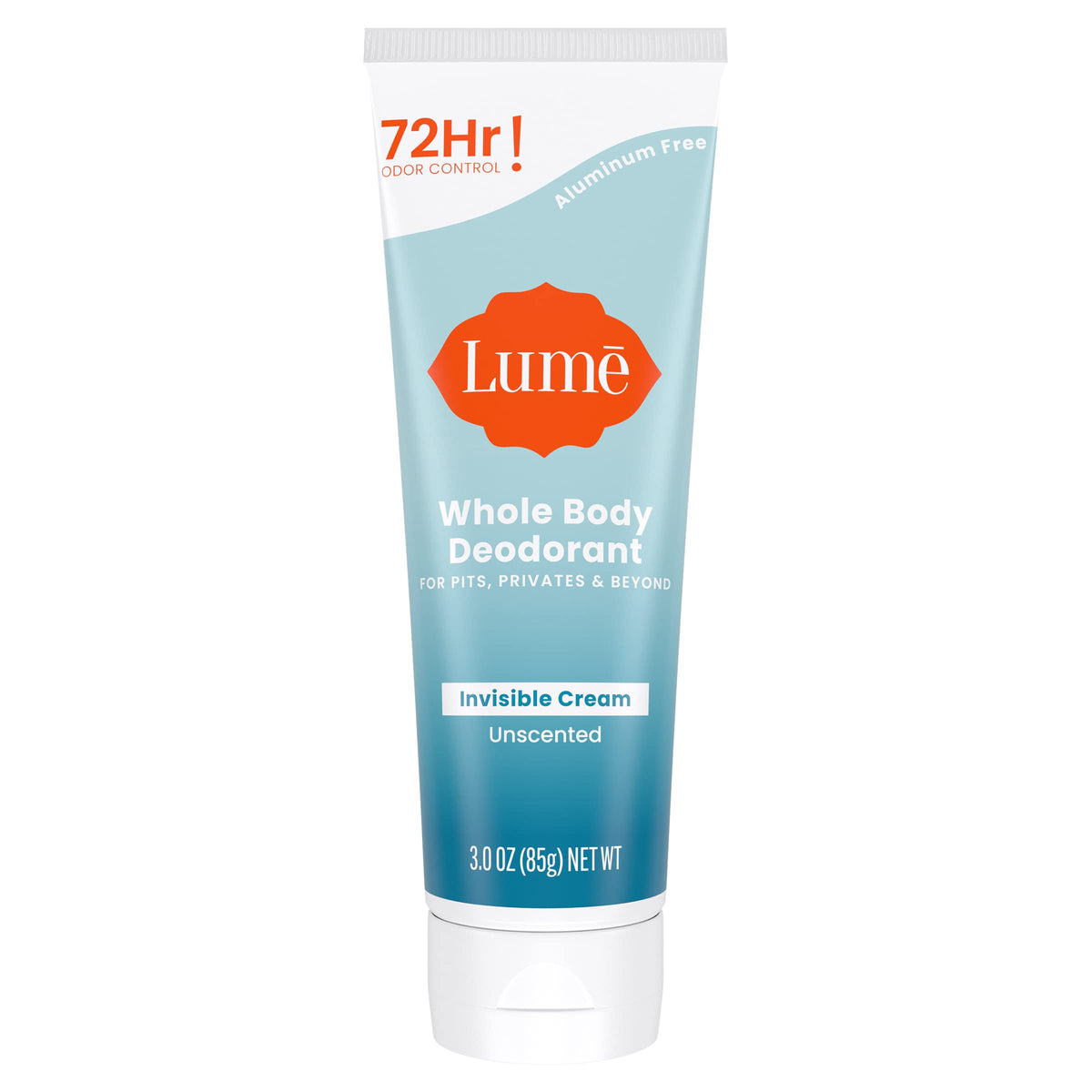 Lume Whole Body Deodorant invisible cream tube front view for all-day freshness