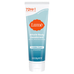 Lume Whole Body Deodorant invisible cream tube front view for all-day freshness
