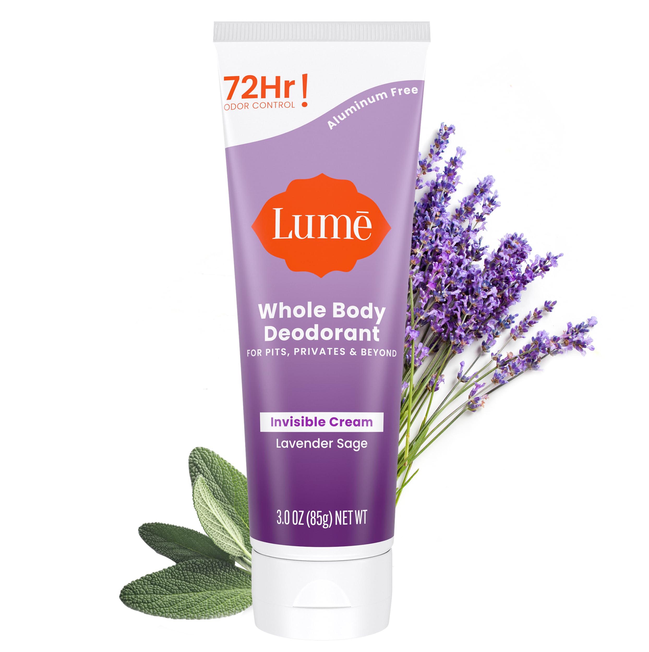 Lume Lavender Sage deodorant tube shows creamy texture for all-day odor control