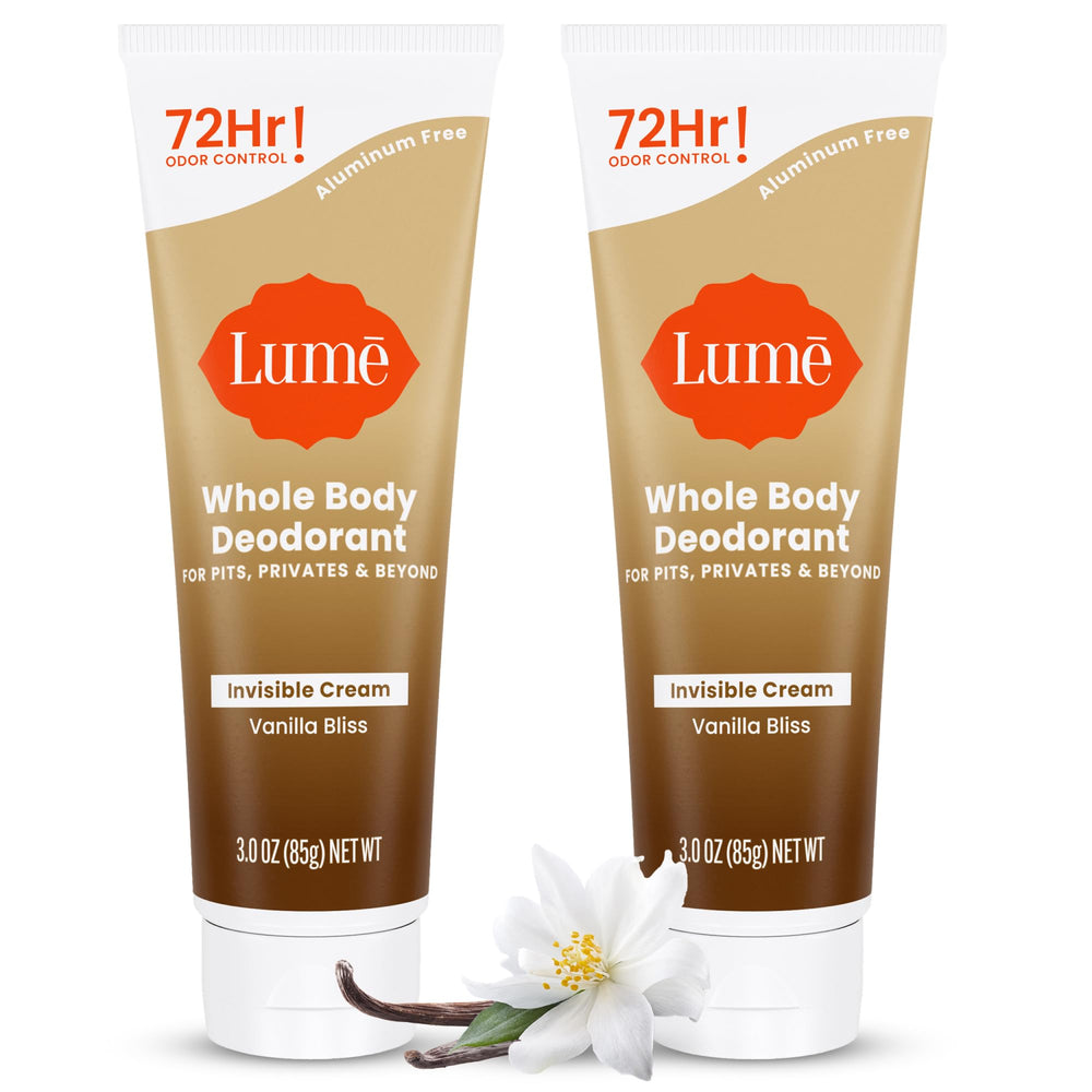 Lume Whole Body Deodorant invisible cream tube showing compact packaging for odor control
