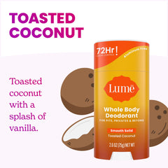 Lume smooth solid stick close-up highlights effortless glide for everyday use.