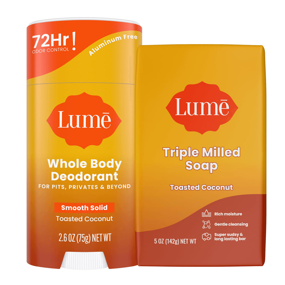 Lume deodorant stick toasted coconut close-up showing smooth application for odor control