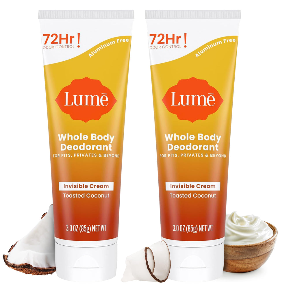 Lume Whole Body Deodorant toasted coconut cream tube for all-over odor control