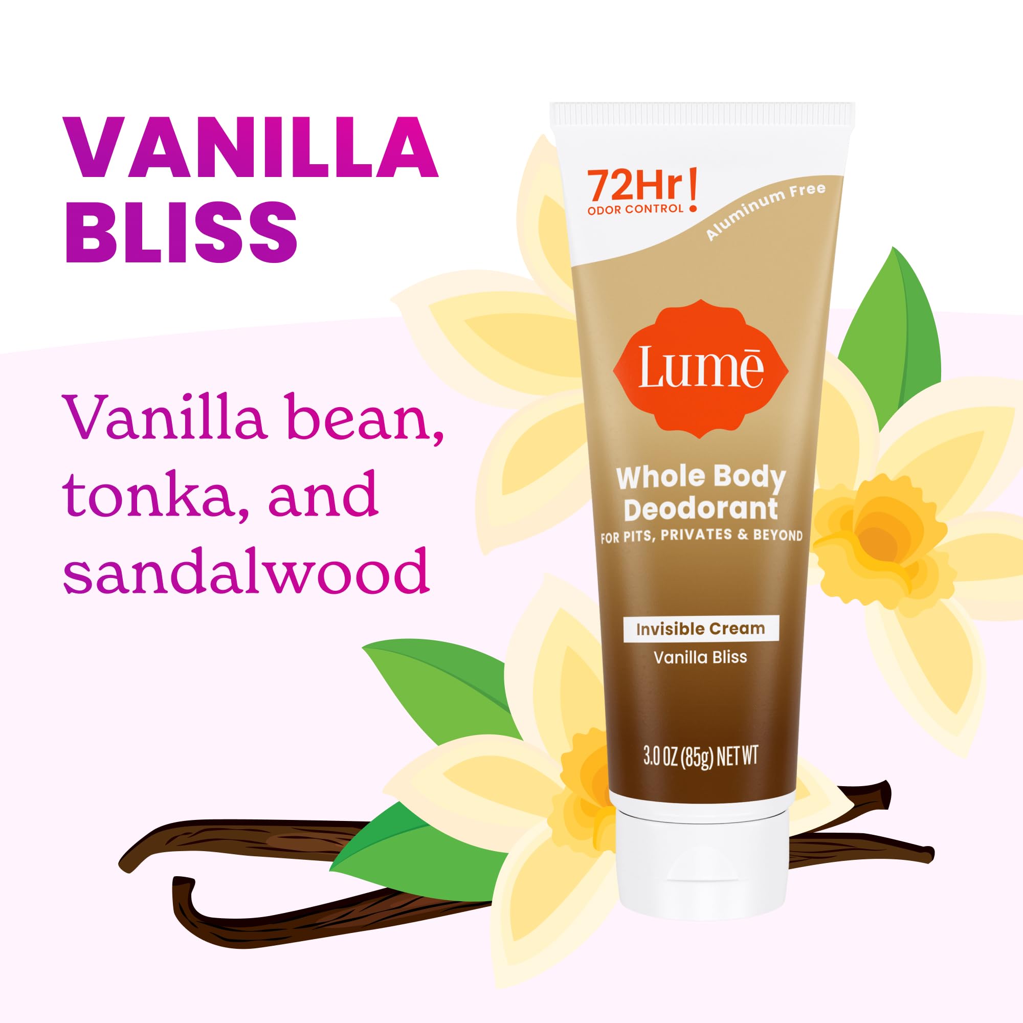 Lume Vanilla Bliss application on palm illustrates versatile use