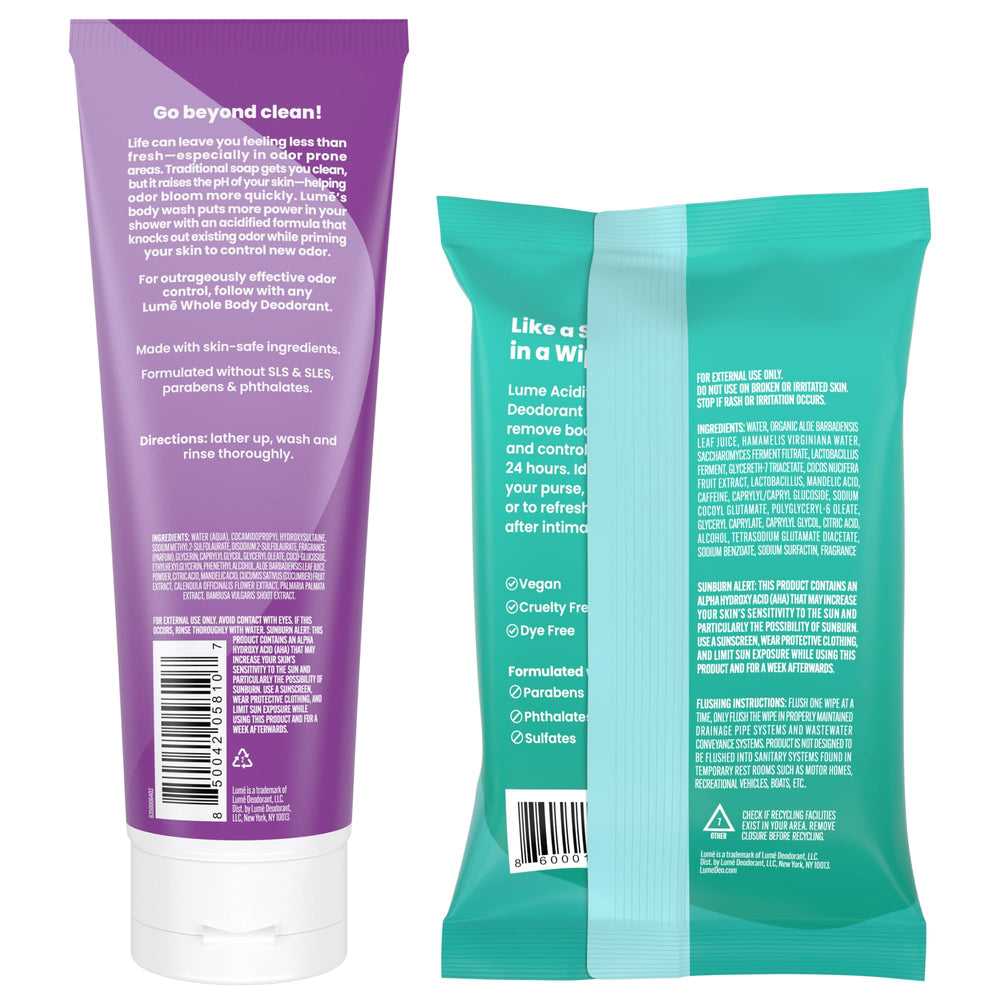 Lume wipes on-the-go use scene after workout for odor control