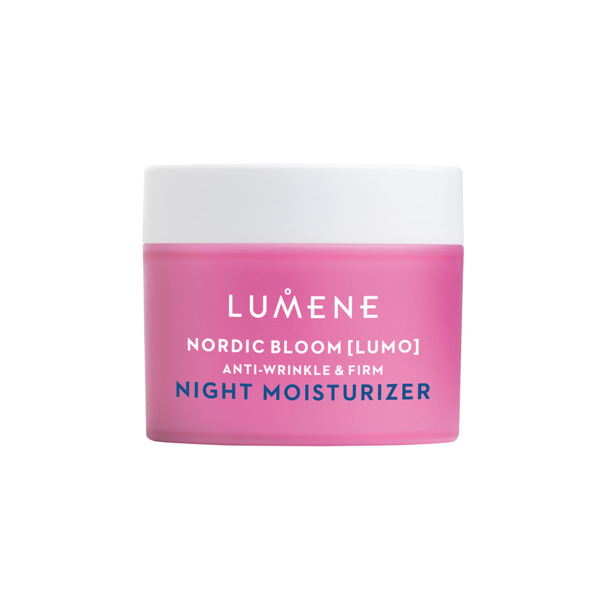 Lumene Nordic Bloom Lumo night moisturizer bottle delivering hydrating anti-wrinkle care