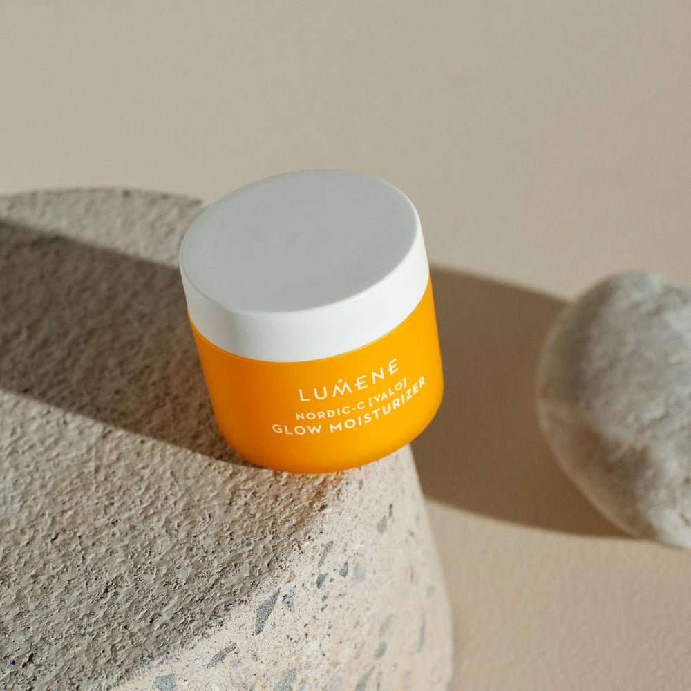Lumene Nordic-C Valo Glow Moisturizer Arctic spring water base supports hydration.