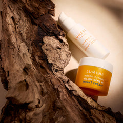 Lumene Valo night cream jar closeup shows rich texture for deep moisturization.