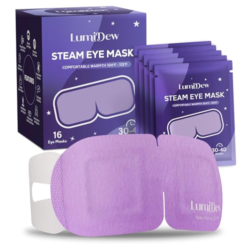 LumiDew steam eye mask pack front shows unscented self-heating design for sleep