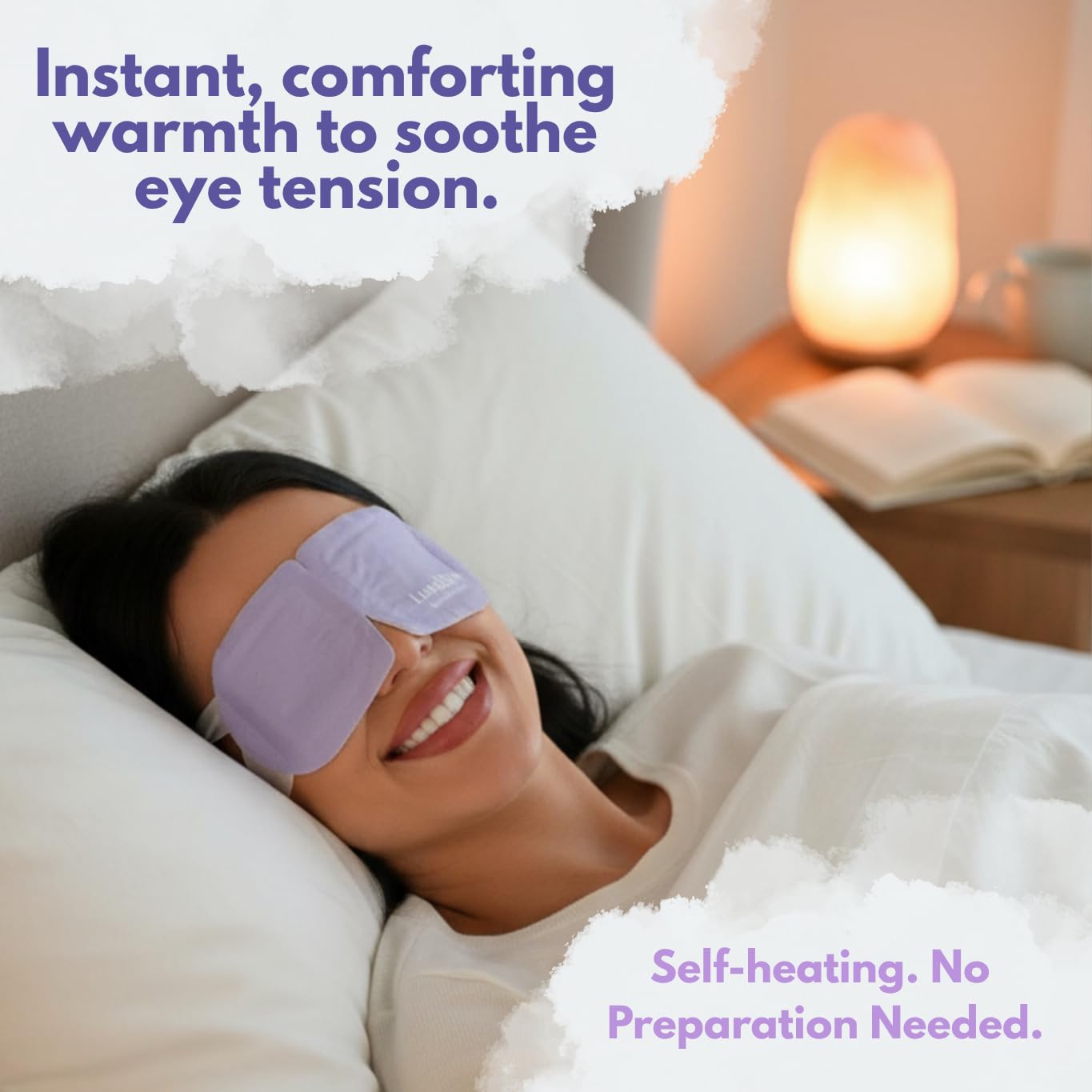 LumiDew steam eye mask pack open reveals easy-use sachets for travel