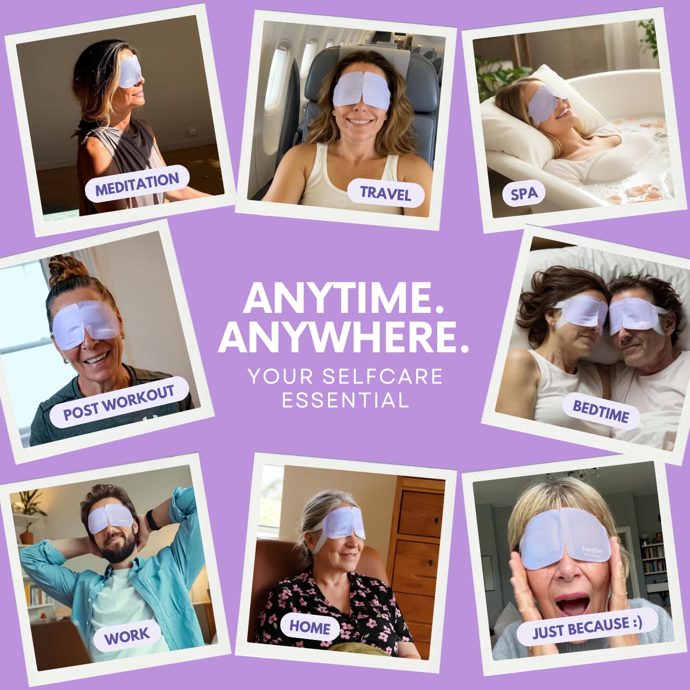 LumiDew steam eye mask sleep-use shows ready-to-wear comfort for bedtime