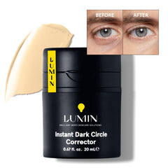 Lumin Instant Dark Circle Corrector bottle shows quick daytime eye brightening.