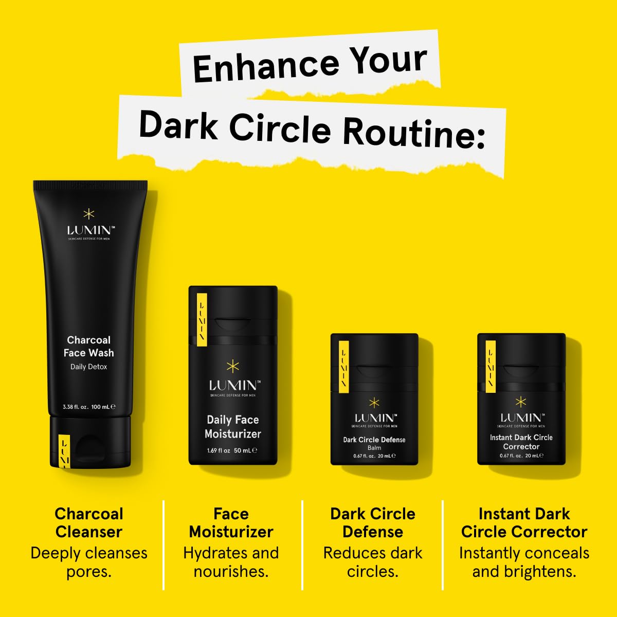 Lumin Instant Dark Circle Corrector travel-ready packaging for on-the-go routine.