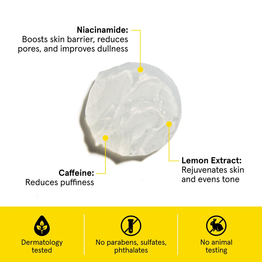 Lumin men's dark circle defense balm ingredients niacinamide caffeine closeup illustrates nourishing under-eye care.