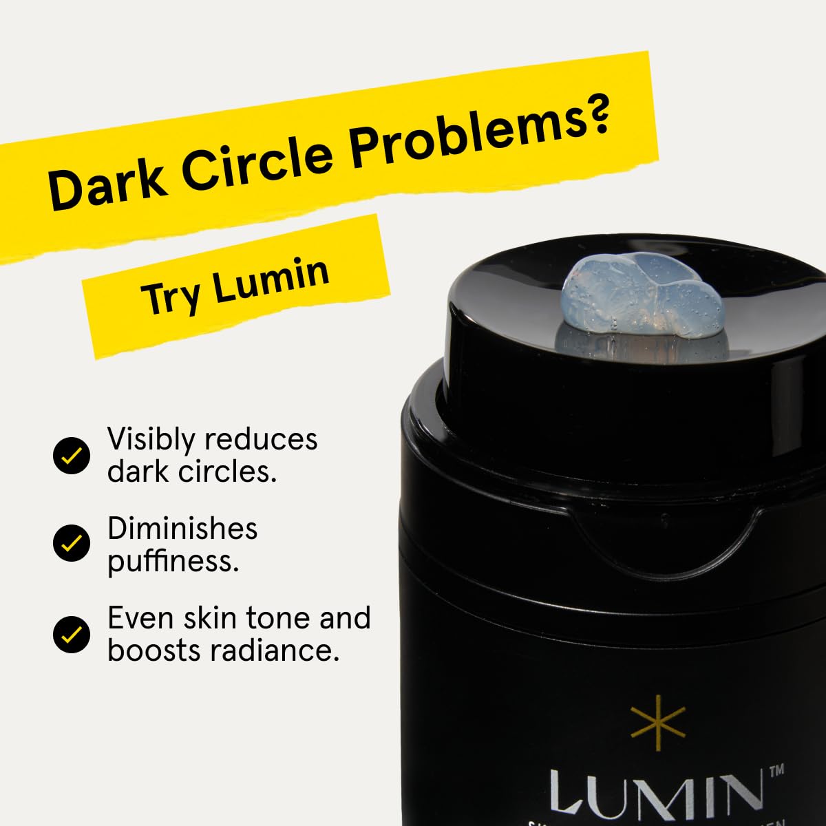 Lumin men's dark circle defense balm night routine scene depicts hydrating use before bed.