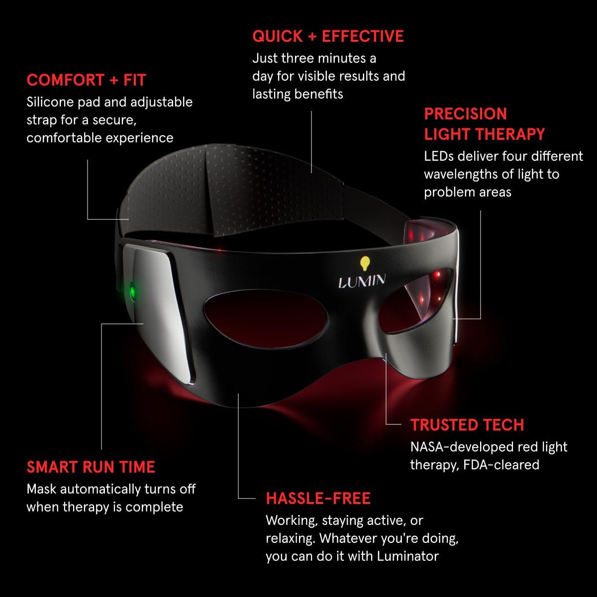 Luminator LED Eye Mask compact case illustrates portable skincare kit