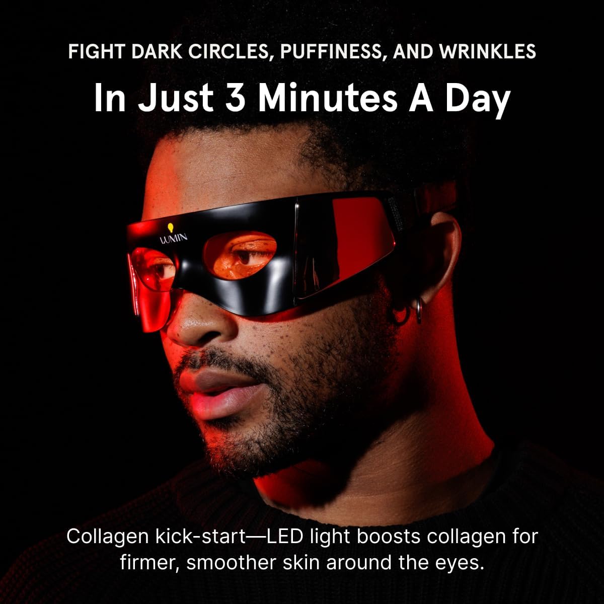 Luminator LED Eye Mask pad closeup shows medical-grade silicone comfort