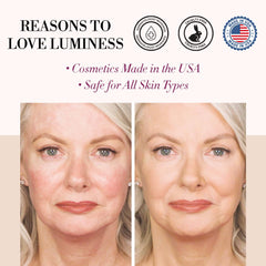 Luminess Air Silk bottle dispense closeup showing smooth skin texture