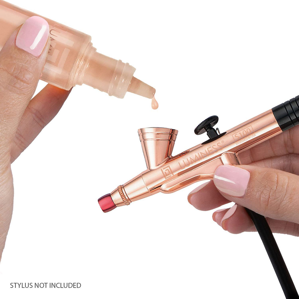 LUMINESS Rose shade030 arm-swatch in natural light shows tone uniformity